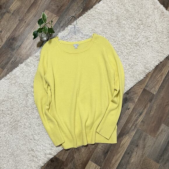 Halogen Size Large Yellow Crewneck Pullover 100% Cashmere Sweater - Picture 1 of 5